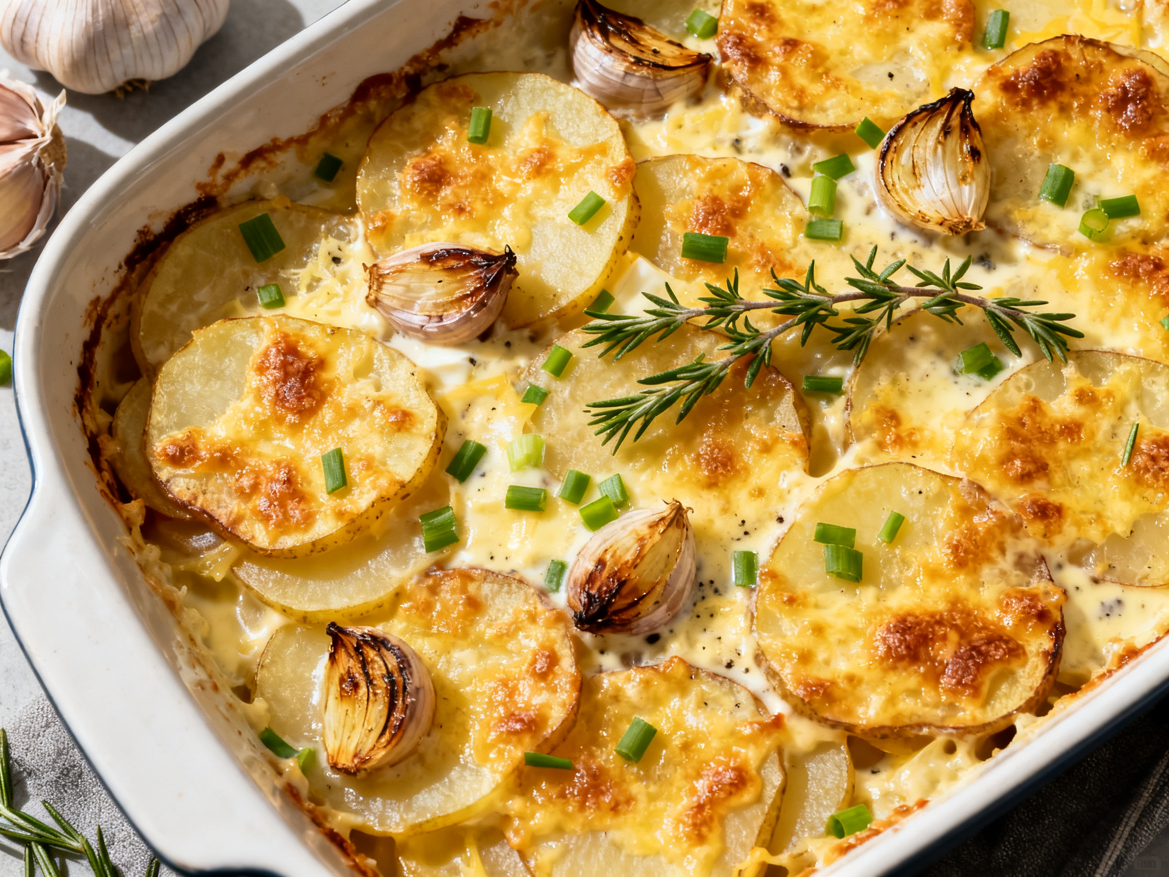 50 Garlic Clove Potatoes Au Gratin