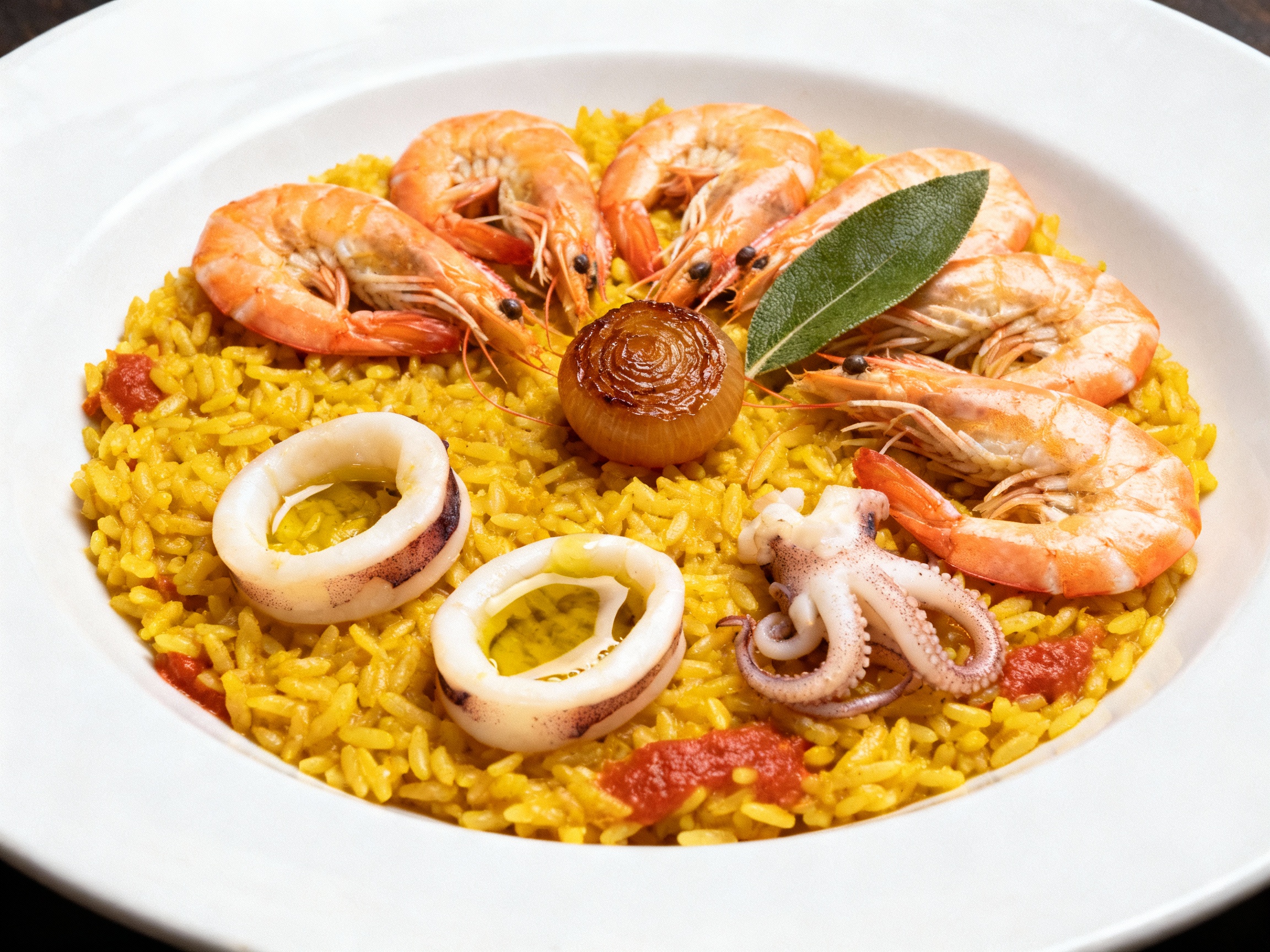Arroz con gambas y calamar