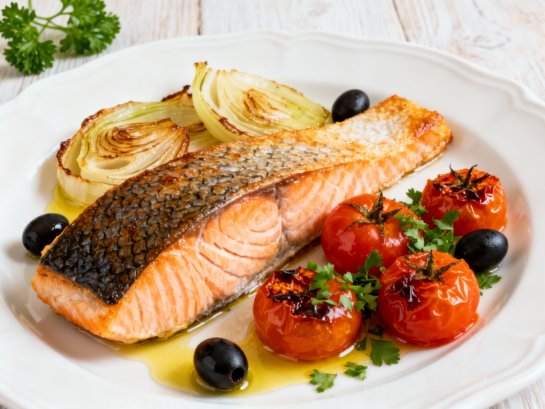 Baked salmon with fennel & tomatoes