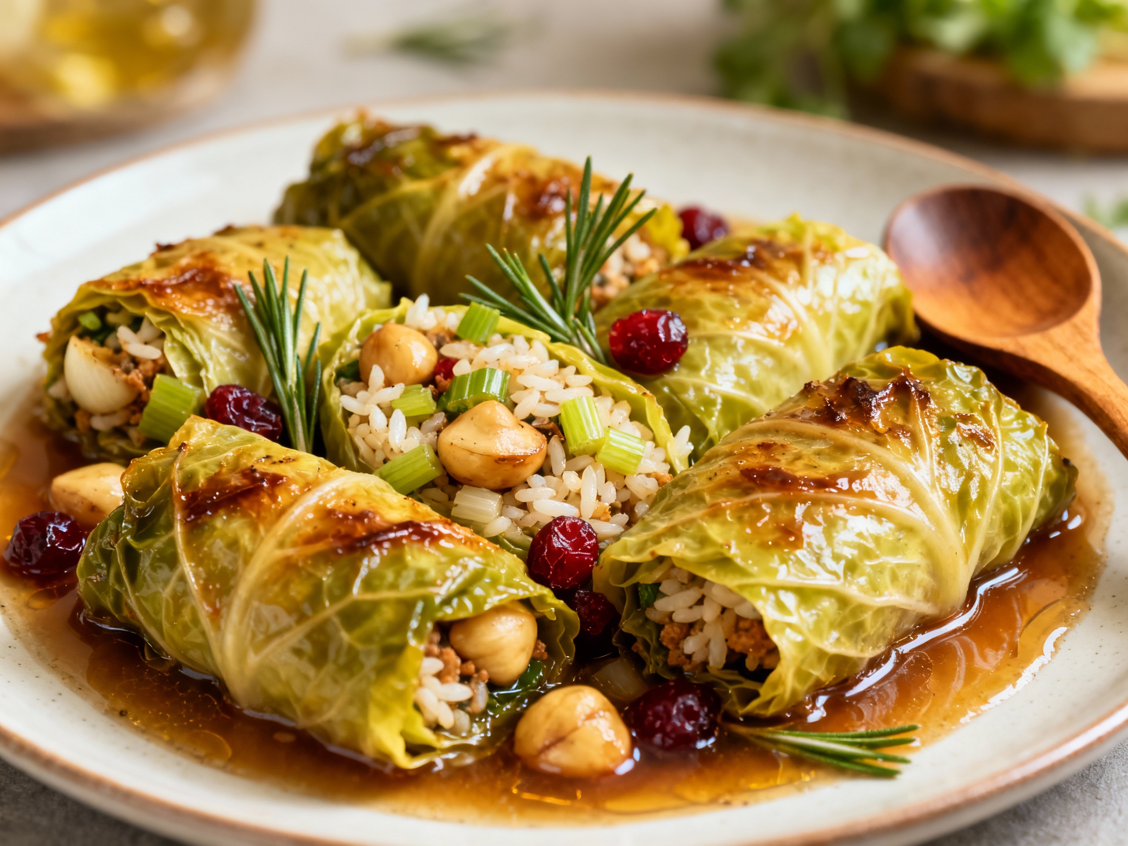 Braised stuffed cabbage