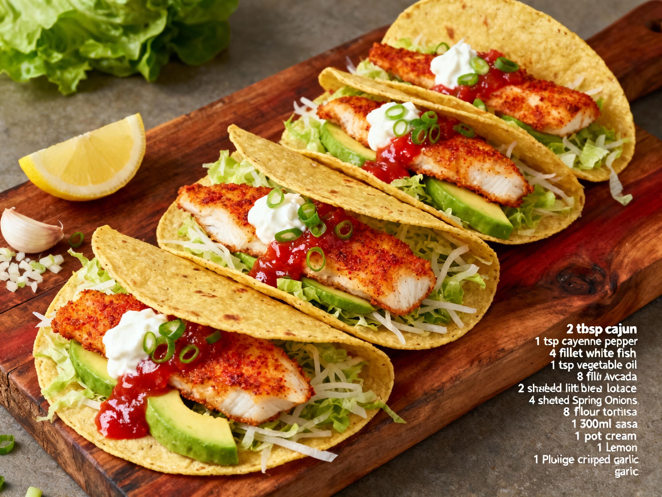 Cajun spiced fish tacos