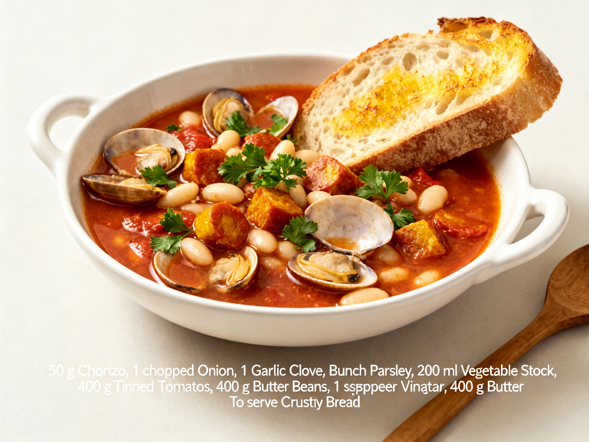 Clam, chorizo & white bean stew