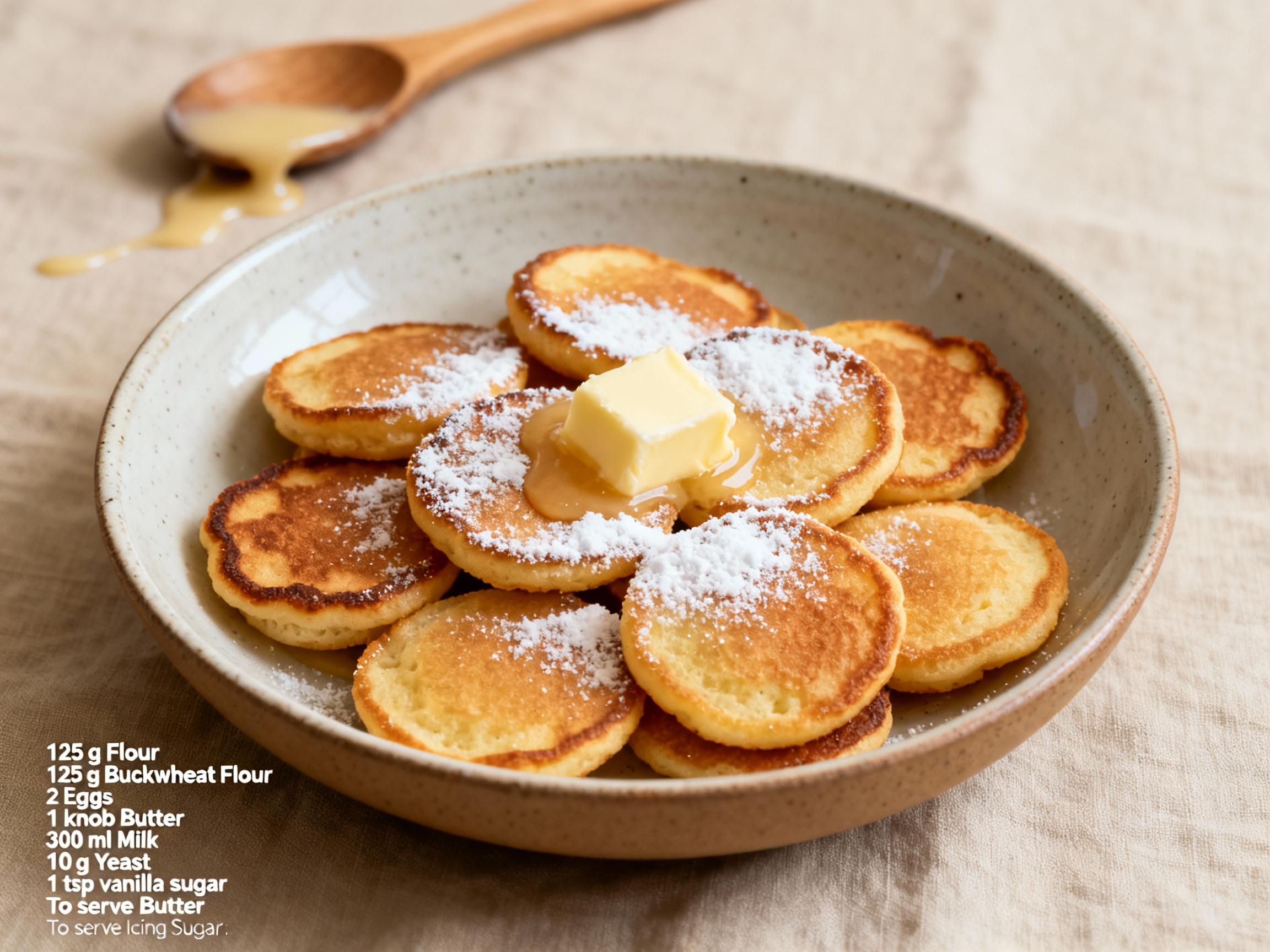 Dutch poffertjes (mini pancakes)