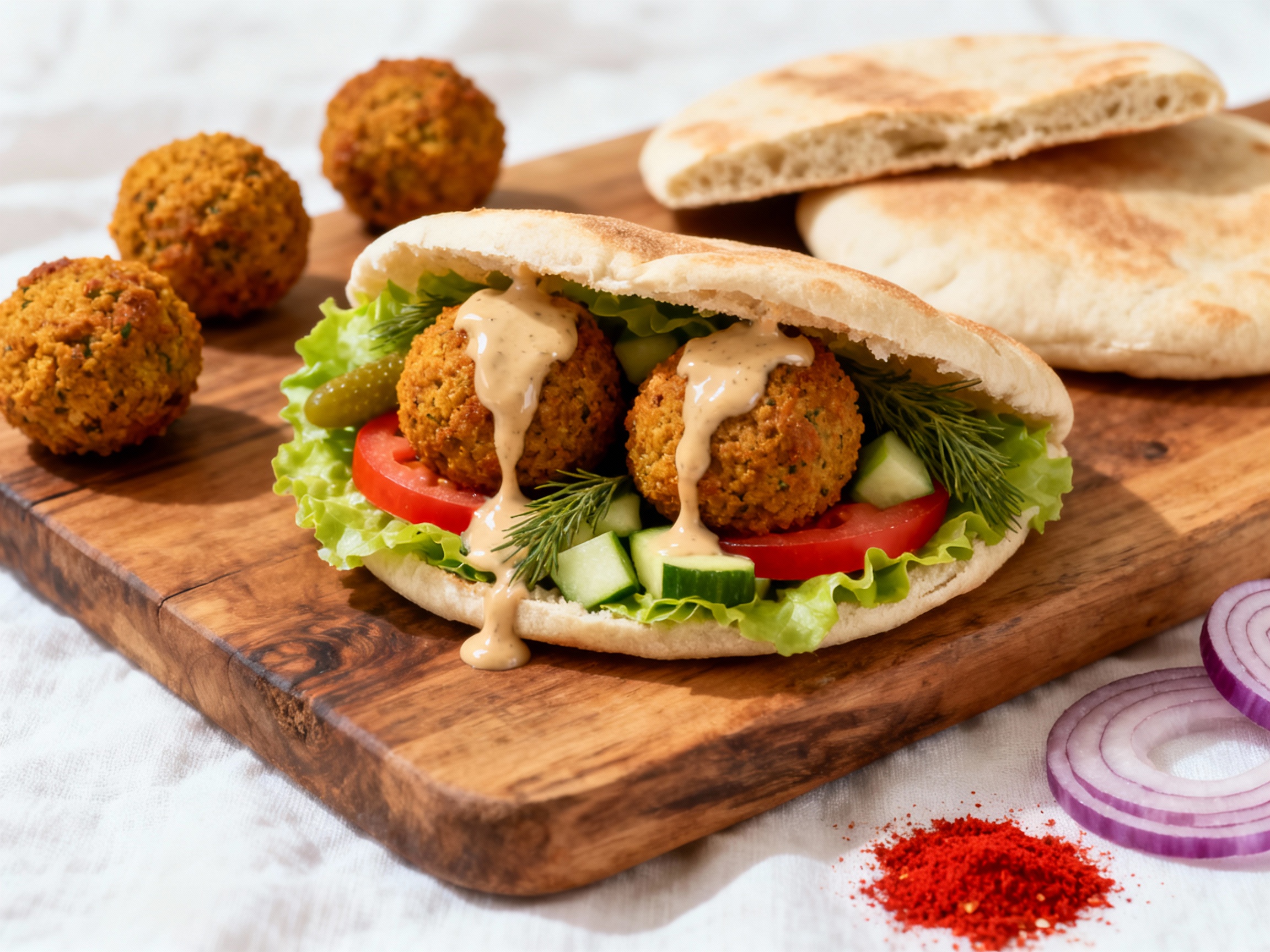 Falafel Pita Sandwich with Tahini Sauce