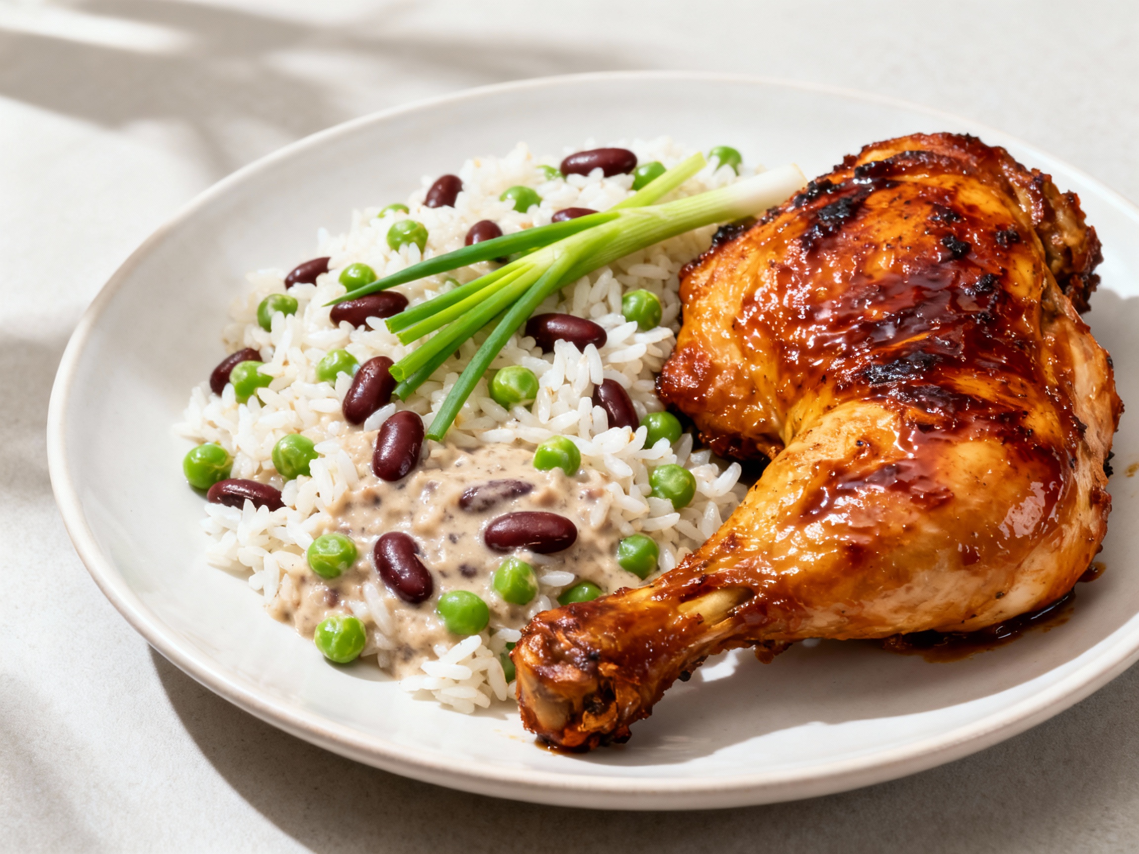 Jerk chicken with rice & peas