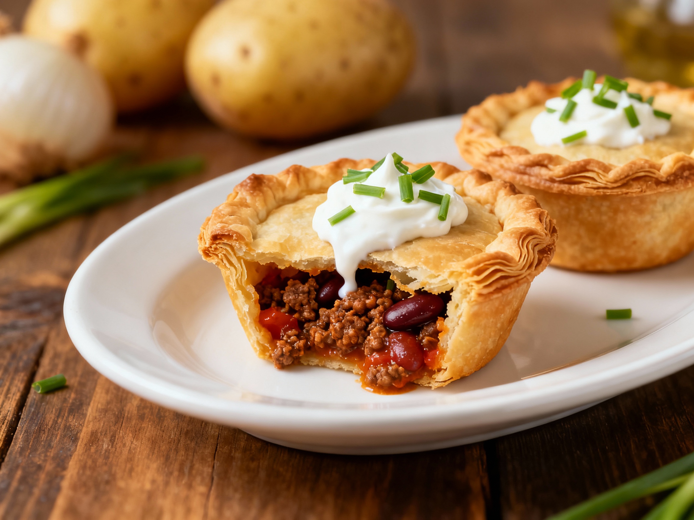 Mini chilli beef pies