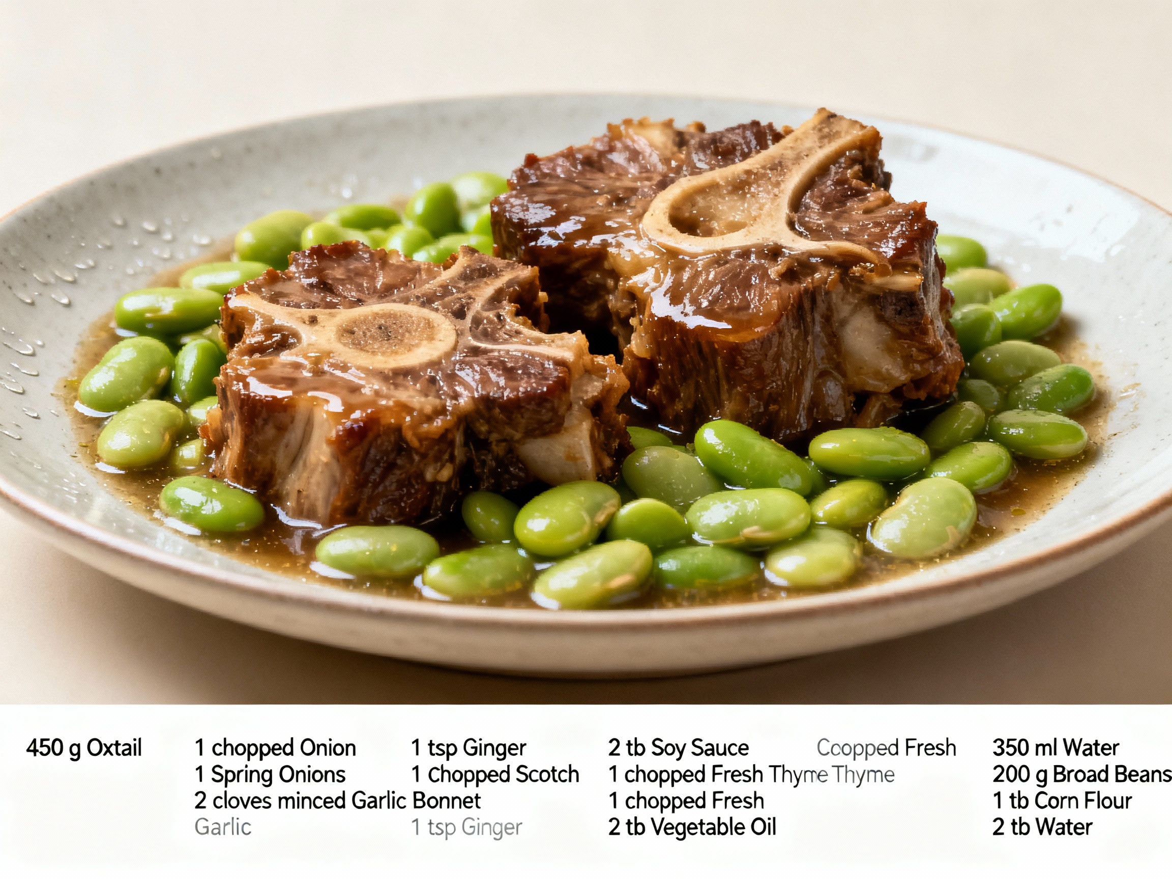 Oxtail with broad beans