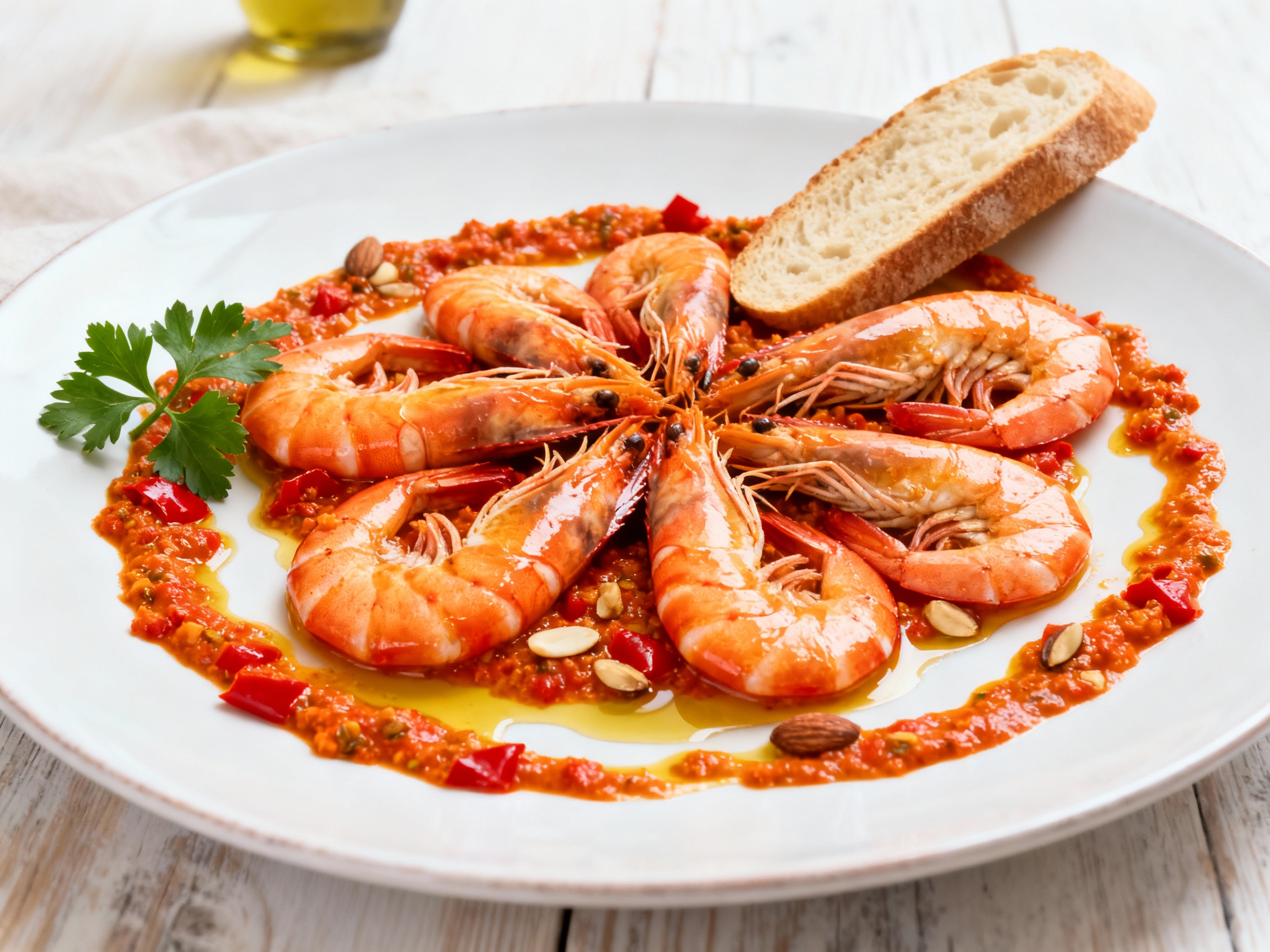 Prawns with Romesco sauce