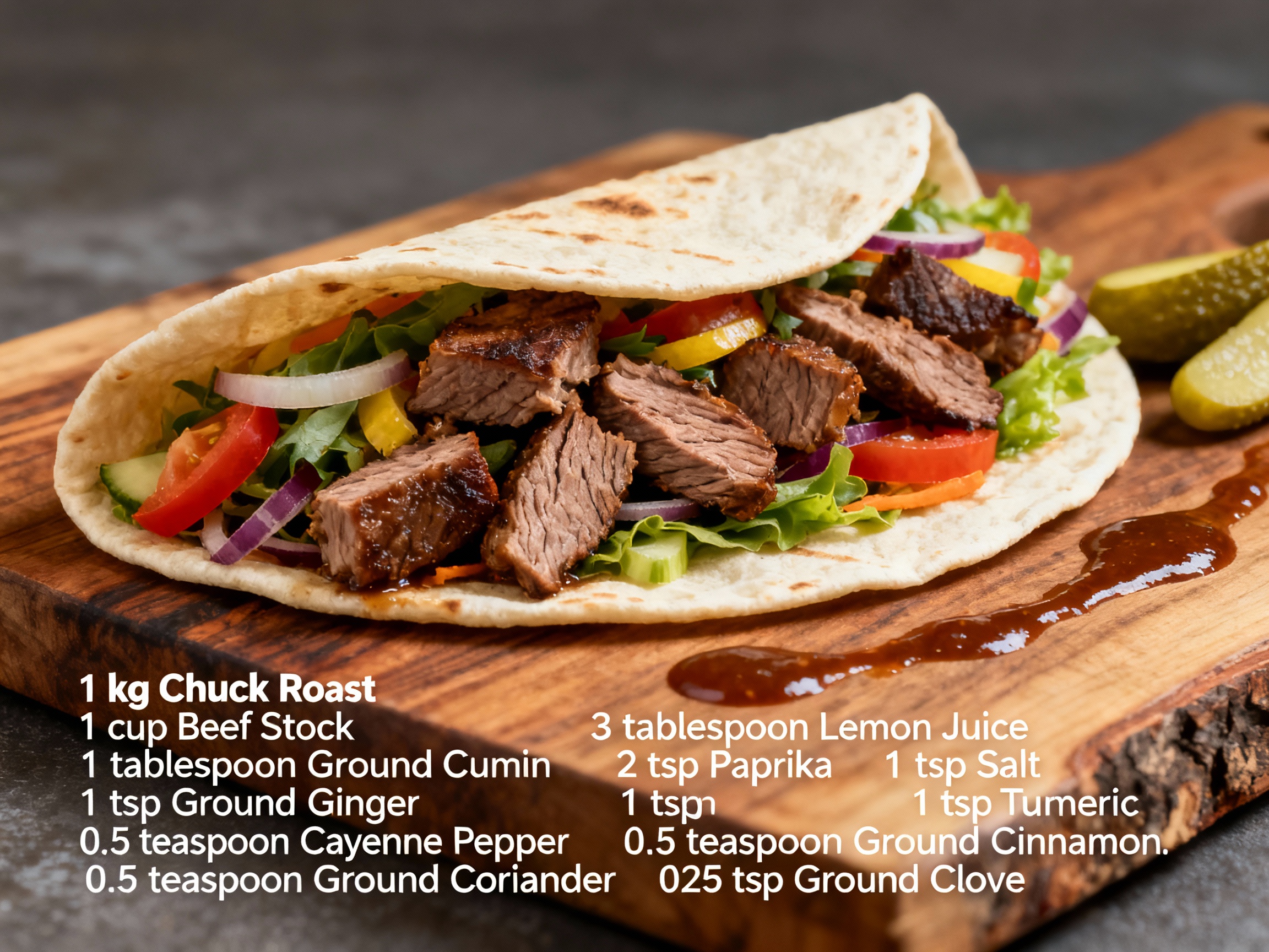 Shawarma chuck roast wrap