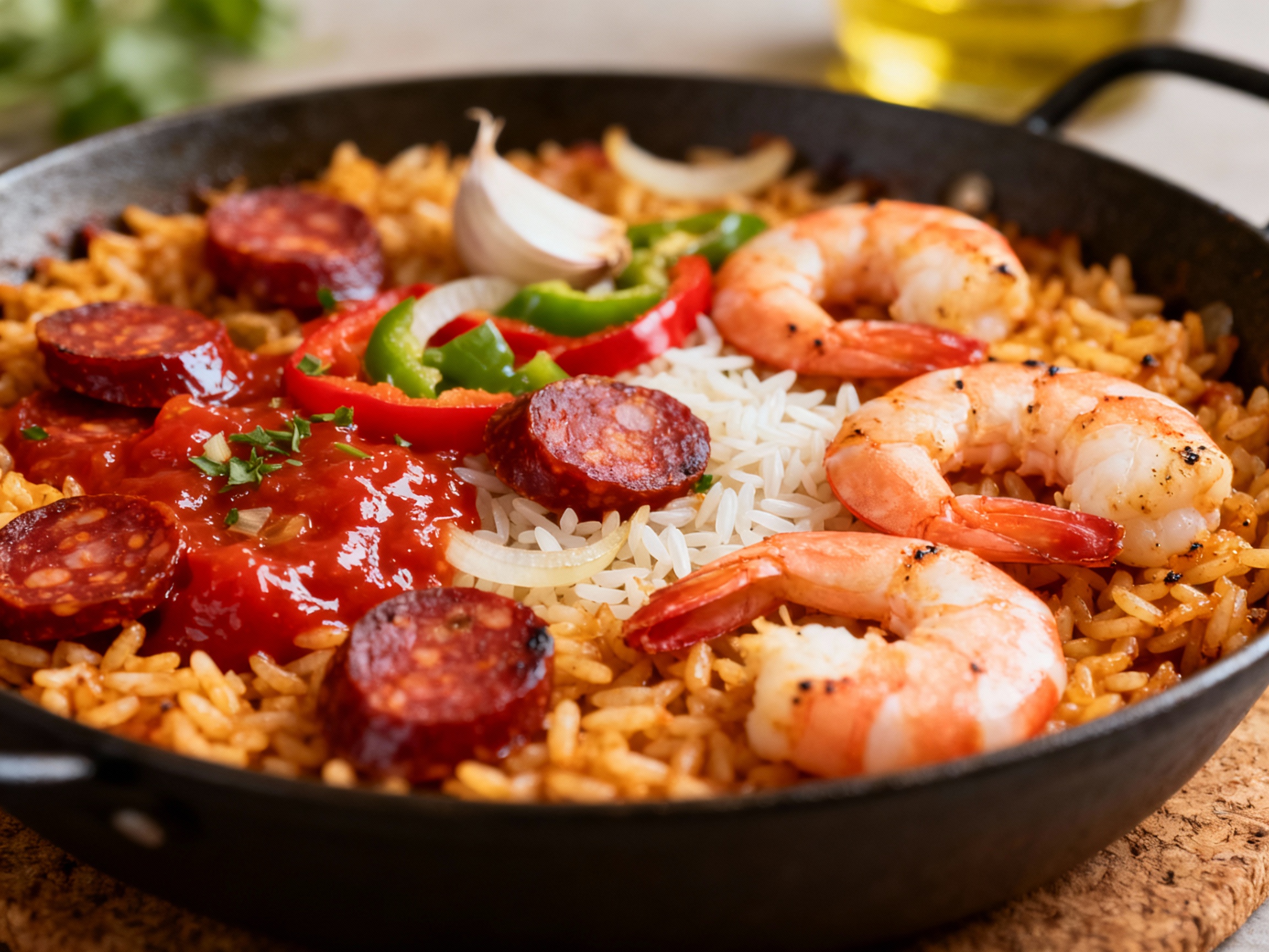 Spanish rice & prawn one-pot