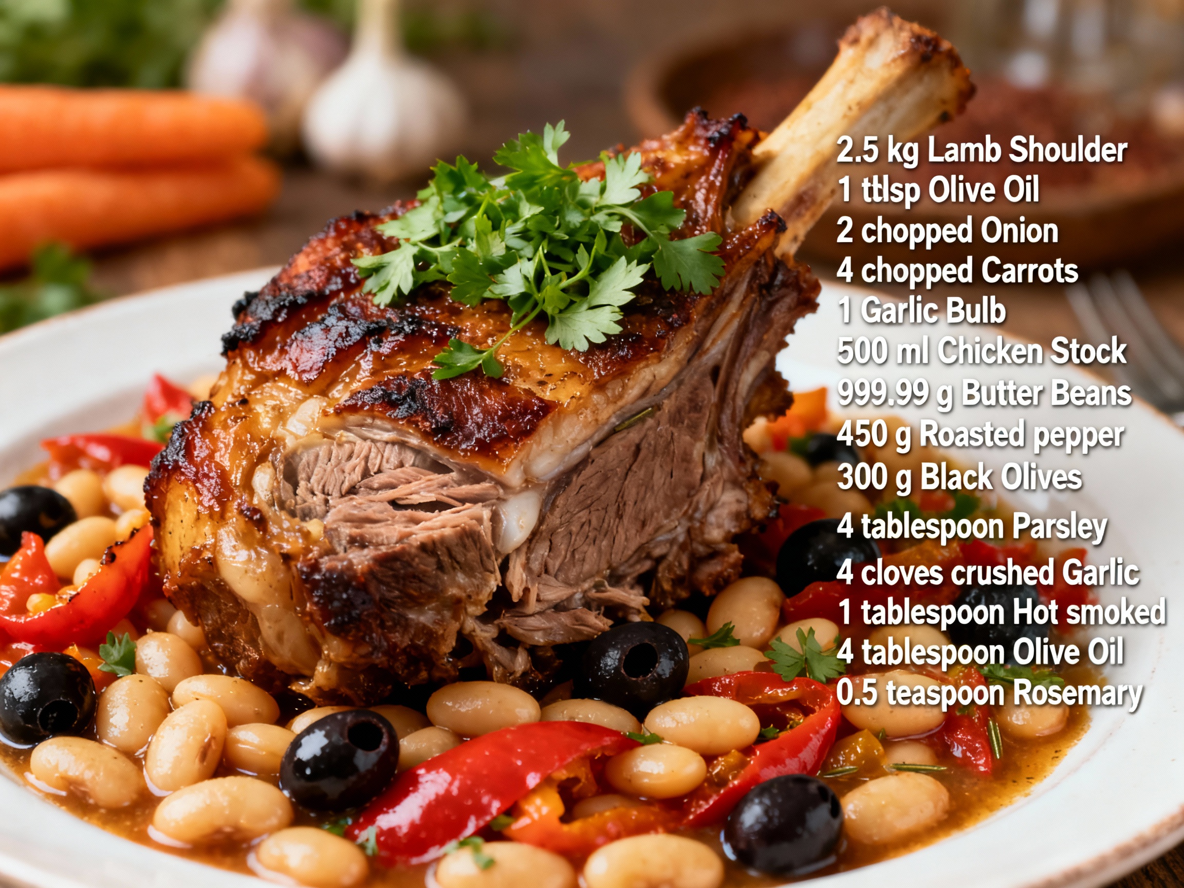 Spanish-style slow-cooked lamb shoulder & beans
