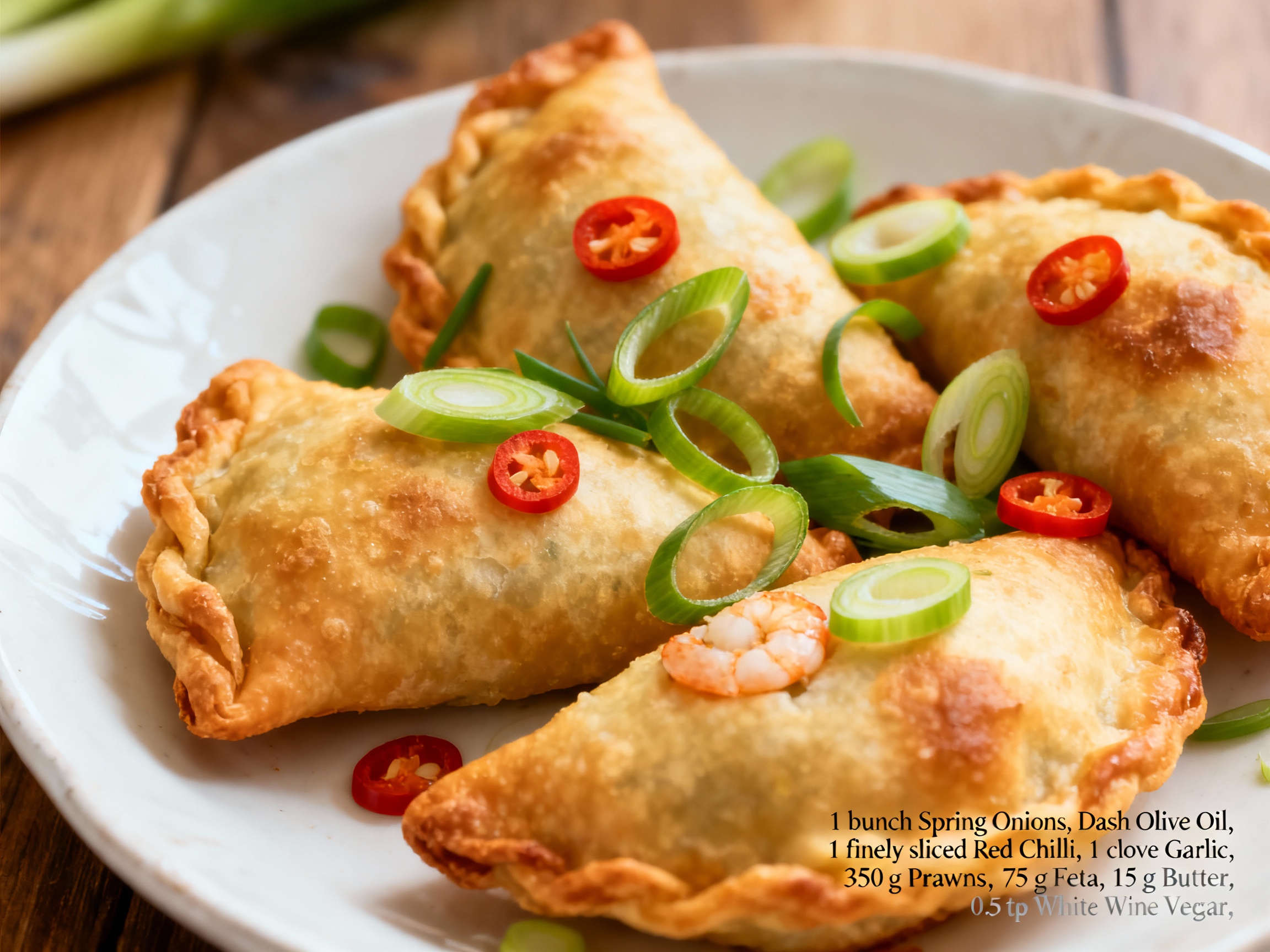 Spring onion and prawn empanadas