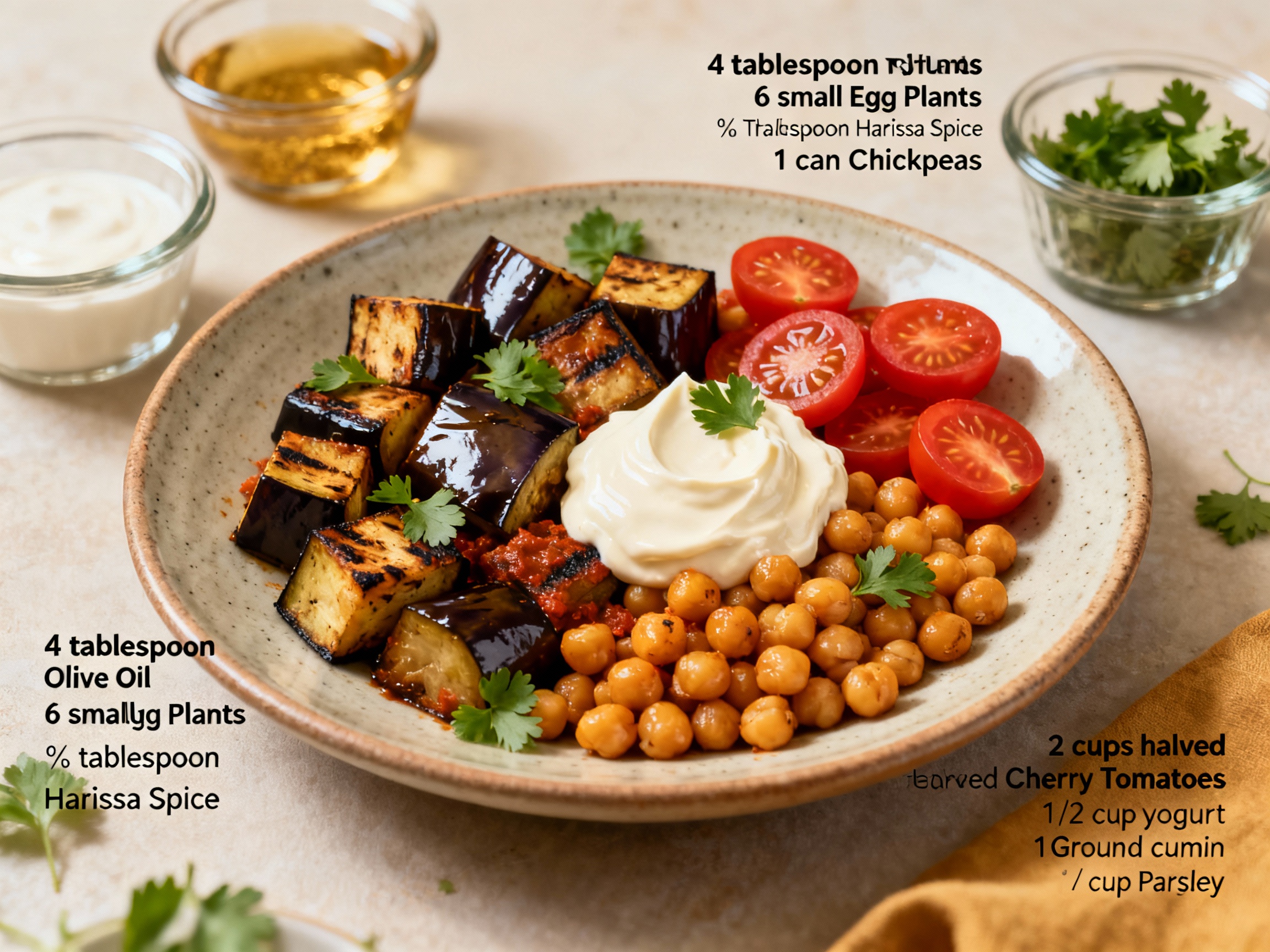 Stovetop Eggplant With Harissa, Chickpeas, and Cumin Yogurt