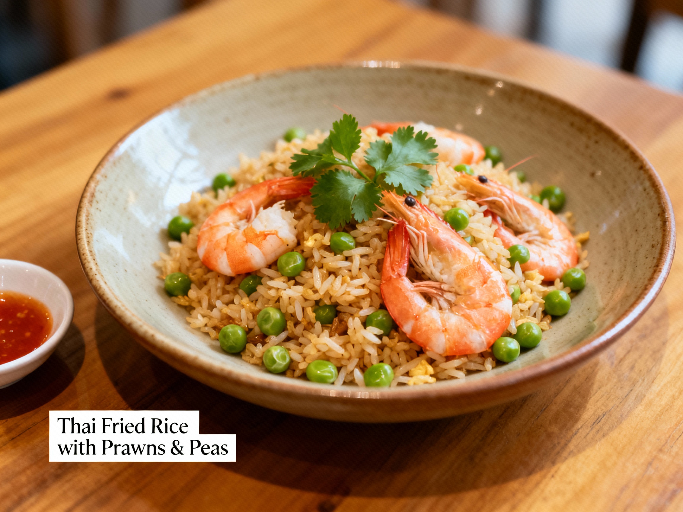Thai fried rice with prawns & peas