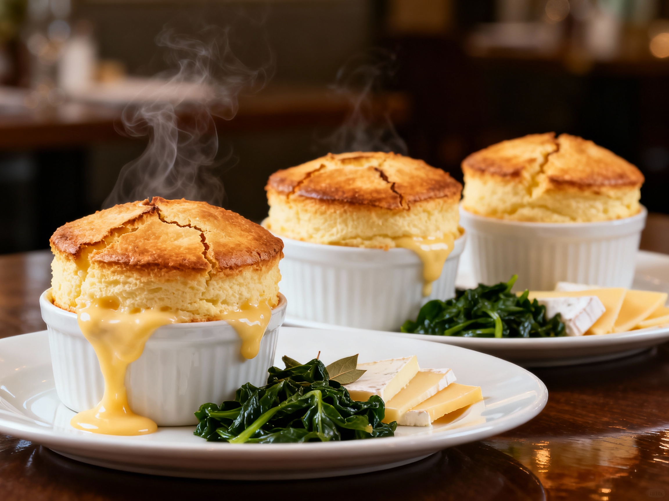 Three-cheese souffles