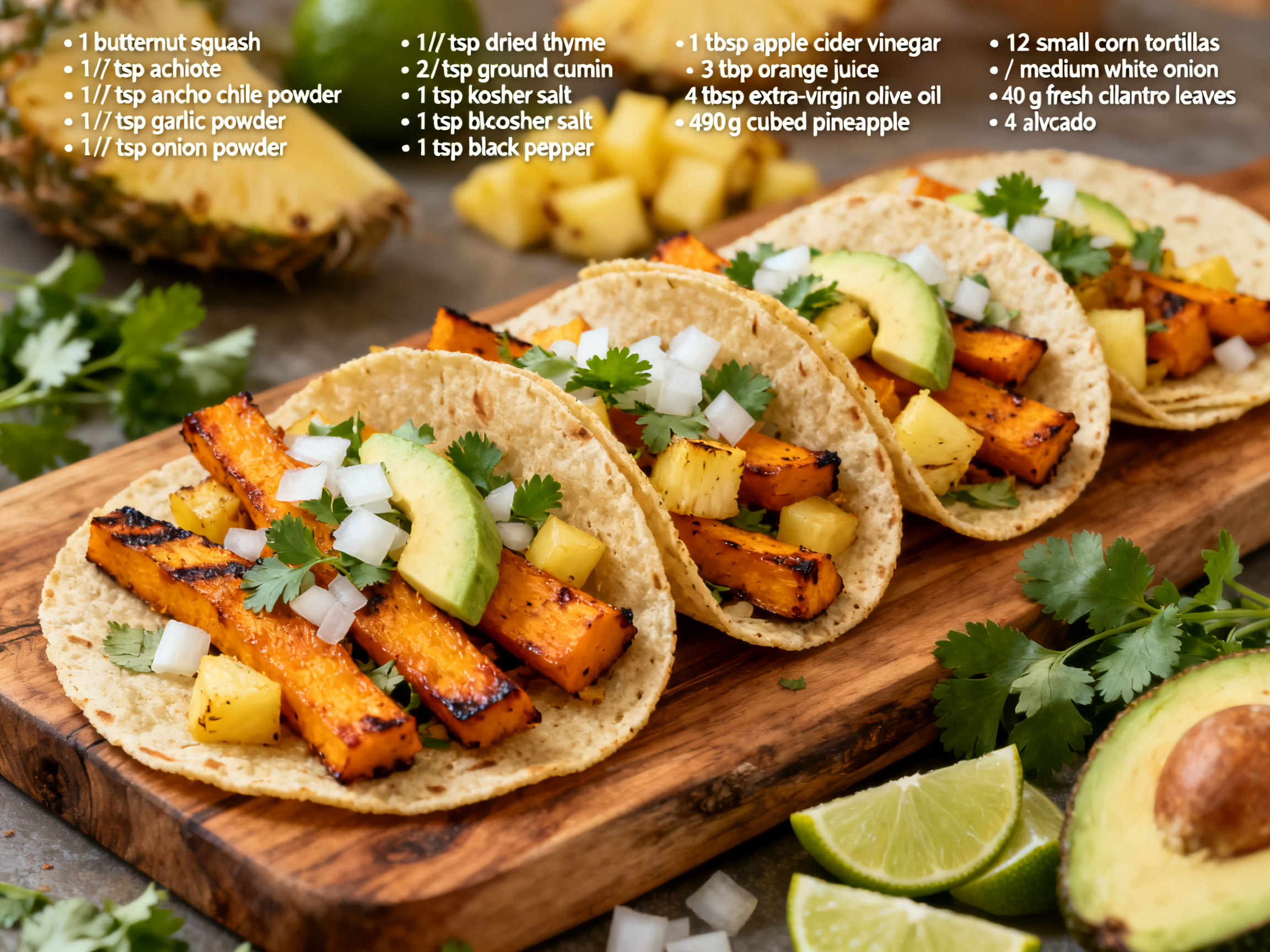 Vegan Butternut Squash Al Pastor Tacos